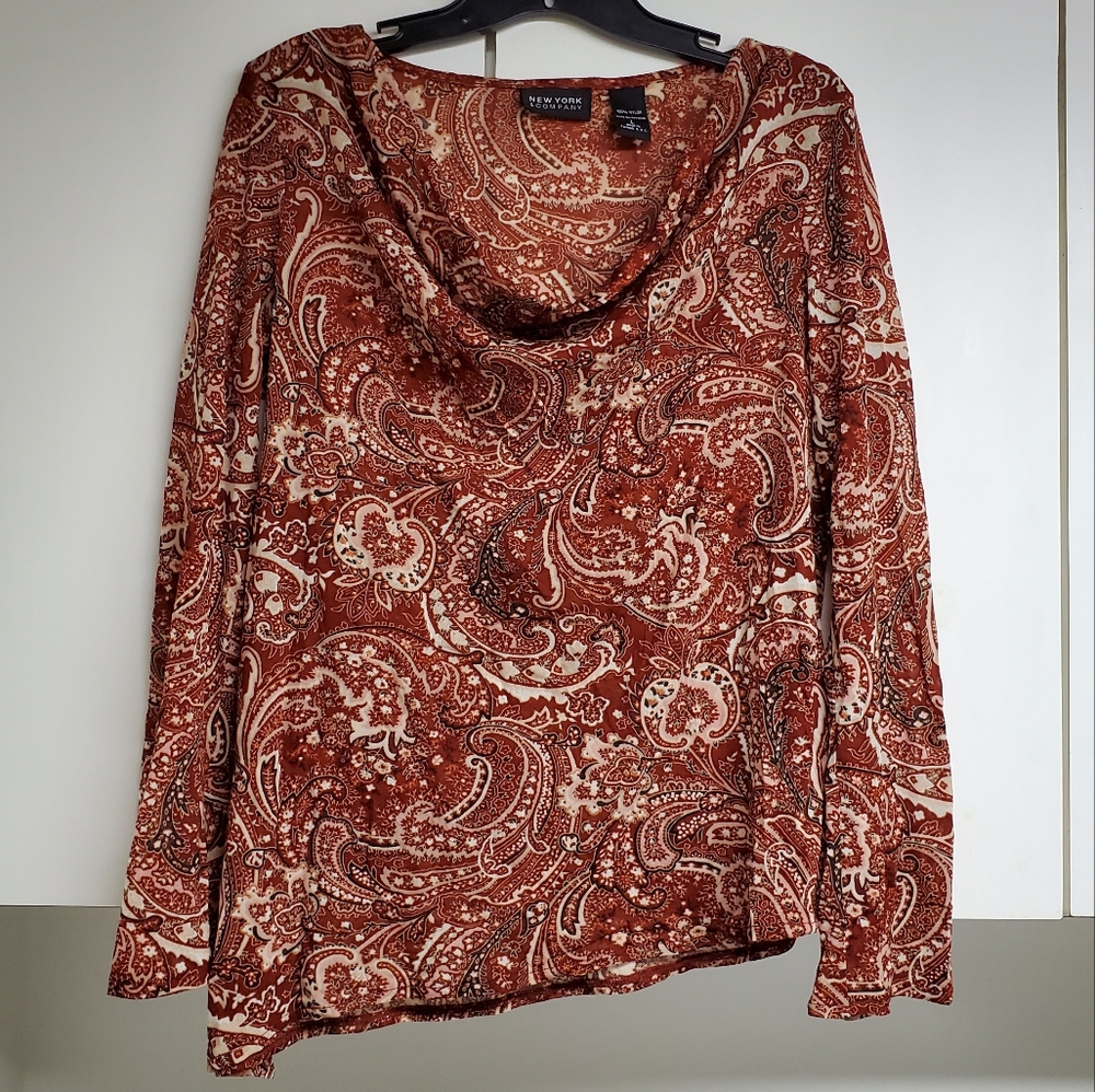 New York & Co Sheer Long Sleeve Top